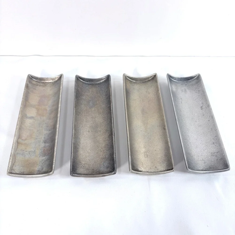 Wilton Armetale Corn on the Cob Trays Silver Pewter RWP Rectangular Set of 4 9
